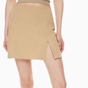 Aritzia Sunday Best Tatiana Mini Skirt Thigh Slit Tan Size 4